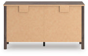 Pamytta King Upholstered Panel Bed and Dresser in Brown - PKG022789