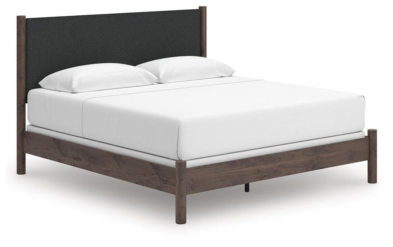 Pamytta King Upholstered Panel Bed, Chest and  Nightstand in Brown - PKG022785