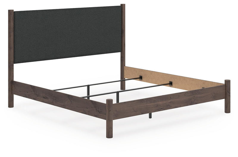 Pamytta King Upholstered Panel Bed, Chest and  Nightstand in Brown - PKG022785