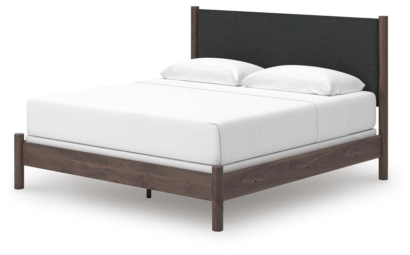 Pamytta King Upholstered Panel Bed, Chest and  Nightstand in Brown - PKG022785