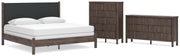 Pamytta King Upholstered Panel Bed, Dresser and Chest in Brown - PKG022784
