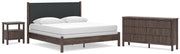 Pamytta King Upholstered Panel Bed, Dresser and Nightstand in Brown - PKG022790