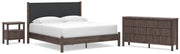 Pamytta King Upholstered Panel Platform Bed, Dresser and Nightstand in Brown - PKG022752