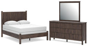 Pamytta Queen Panel Bed, Dresser and Mirror in Brown - PKG022711
