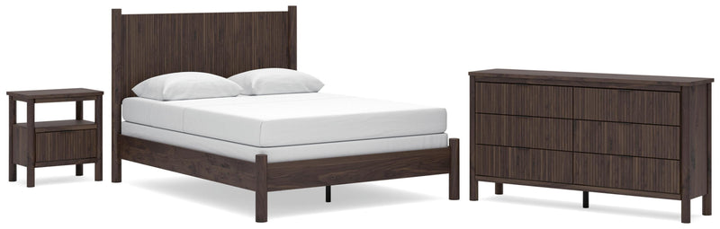 Pamytta Queen Panel Bed, Dresser and Nightstand in Brown - PKG022716