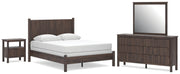 Pamytta Queen Panel Bed, Dresser, Mirror and Nightstand in Brown - PKG022712