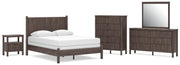 Pamytta Queen Panel Bed, Dresser, Mirror, Chest and Nightstand in Brown - PKG022714