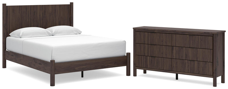 Pamytta Queen Panel Platform Bed and Dresser in Brown - PKG022679