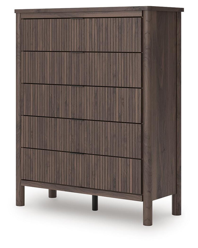 Pamytta Queen Panel Platform Bed, Chest and  Nightstand in Brown - PKG022758