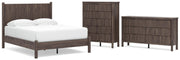 Pamytta Queen Panel Platform Bed, Dresser and Chest in Brown - PKG022757