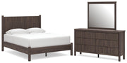 Pamytta Queen Panel Platform Bed, Dresser and Mirror - PCB2614B7
