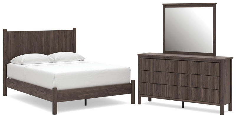 Pamytta Queen Panel Platform Bed, Dresser and Mirror - PCB2614B7