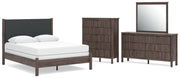 Pamytta Queen Upholstered Panel Bed, Dresser, Mirror and Chest in Brown - PKG022731