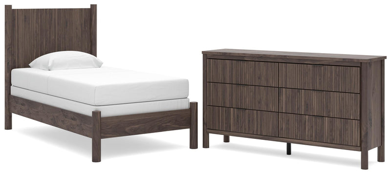Pamytta Twin Panel Bed and Dresser in Brown - PKG022703
