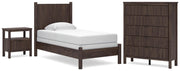 Pamytta Twin Panel Bed, Chest and  Nightstand in Brown - PKG022766