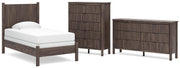 Pamytta Twin Panel Bed, Dresser and Chest in Brown - PKG022765