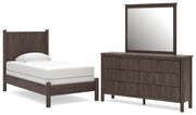 Pamytta Twin Panel Bed, Dresser and Mirror in Brown - PKG022699