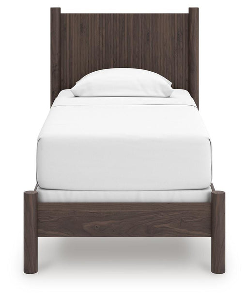 Pamytta Twin Panel Bed, Dresser, Mirror and Nightstand in Brown - PKG022700