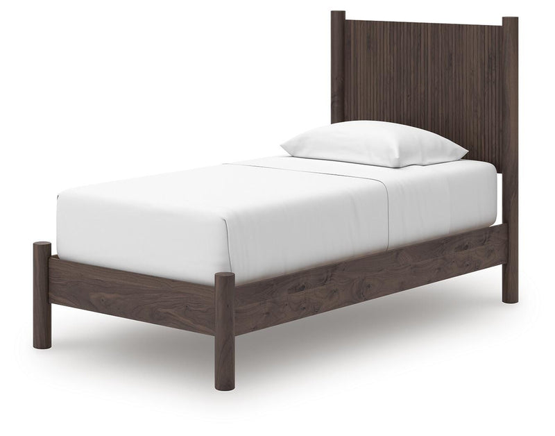 Pamytta Twin Panel Platform Bed, Chest and  Nightstand in Brown - PKG022754