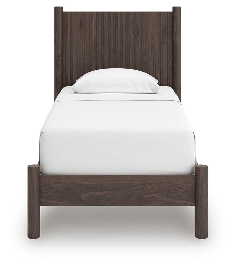 Pamytta Twin Panel Platform Bed, Chest and  Nightstand in Brown - PKG022754