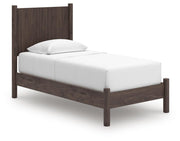 Pamytta Twin Panel Platform Bed, Dresser and Mirror in Brown - PKG022663