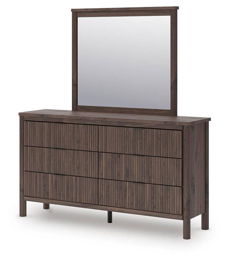 Pamytta Twin Panel Platform Bed, Dresser and Mirror - PCB2614B3