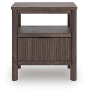 Pamytta Twin Upholstered Panel Bed, Chest and  Nightstand in Brown - PKG022772
