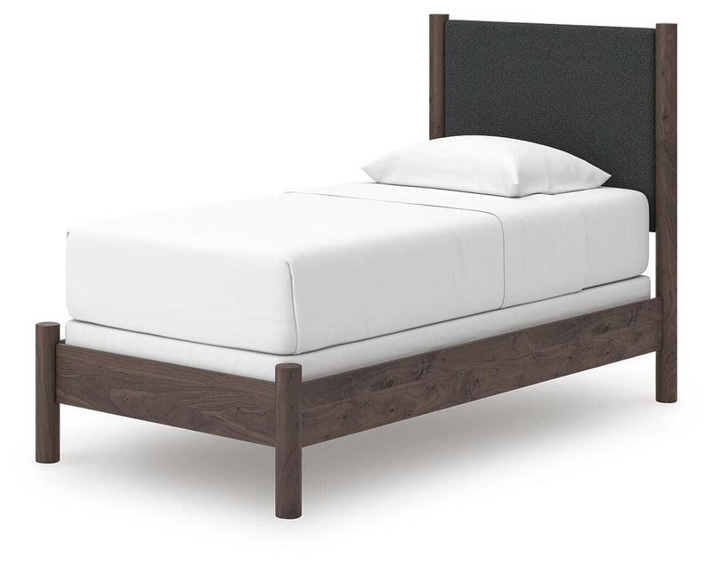 Pamytta Twin Upholstered Panel Bed, Dresser and Mirror - PCB2614B21