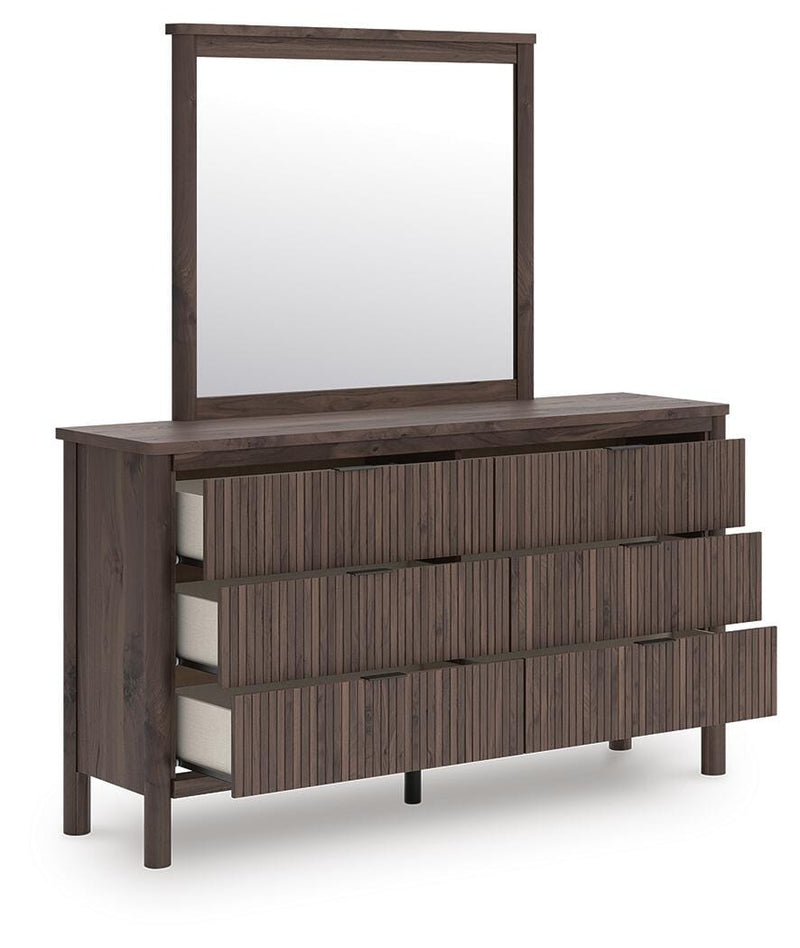 Pamytta Twin Upholstered Panel Bed, Dresser and Mirror - PCB2614B21