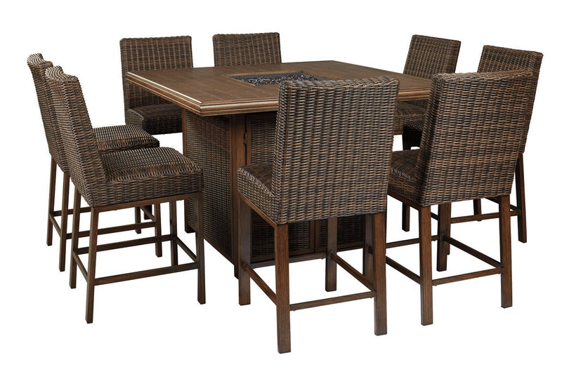 Paradise Trail Medium Brown Bar Table with Fire Pit - Gate FurnitureOutdoor Table