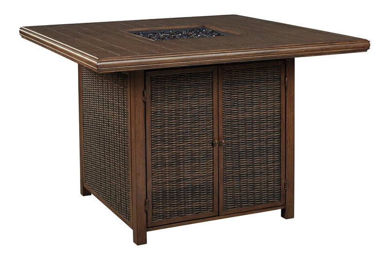 Paradise Trail Medium Brown Bar Table with Fire Pit - Gate FurnitureOutdoor Table