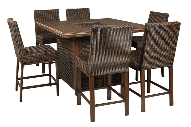 Paradise Trail Medium Brown Bar Table with Fire Pit - Gate FurnitureOutdoor Table