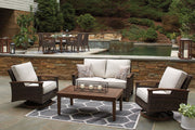 Paradise Trail Medium Brown Loveseat with Cushion - Gate FurnitureOutdoor Loveseat
