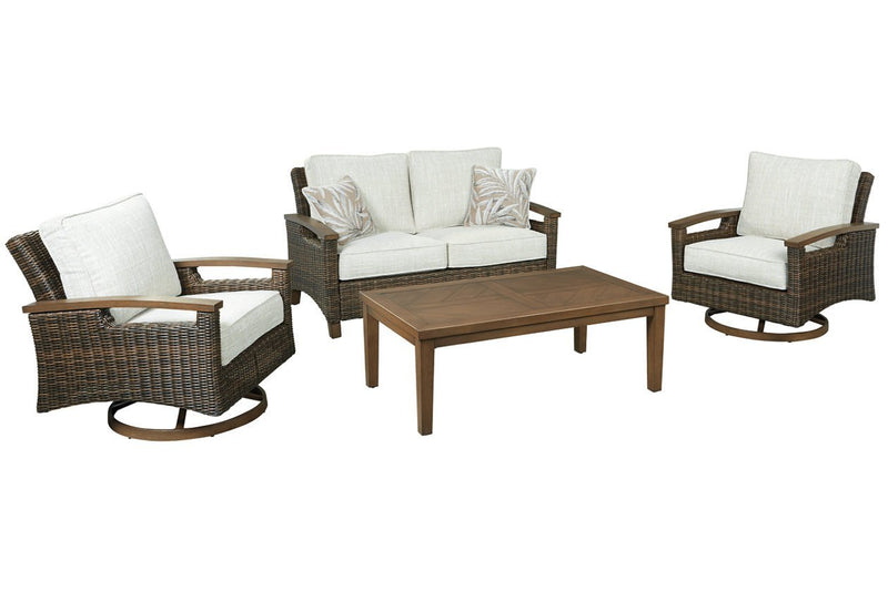 Paradise Trail Medium Brown Loveseat with Cushion - Gate FurnitureOutdoor Loveseat