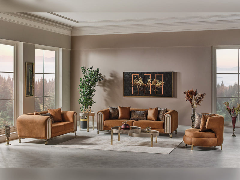 Paris 3-pieces (Sofa & Loveseat & Chair) Livingroom Set Brown in Brown - 101-PAR-ZEG04-321