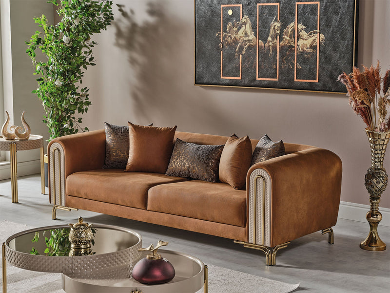 Paris 3-pieces (Sofa & Loveseat & Chair) Livingroom Set Brown in Brown - 101-PAR-ZEG04-321