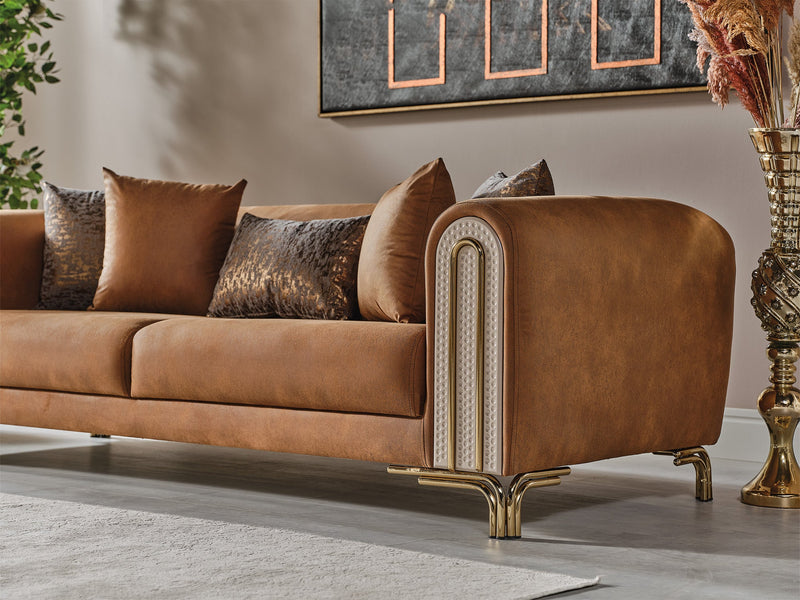 Paris 3-pieces (Sofa & Loveseat & Chair) Livingroom Set Brown in Brown - 101-PAR-ZEG04-321