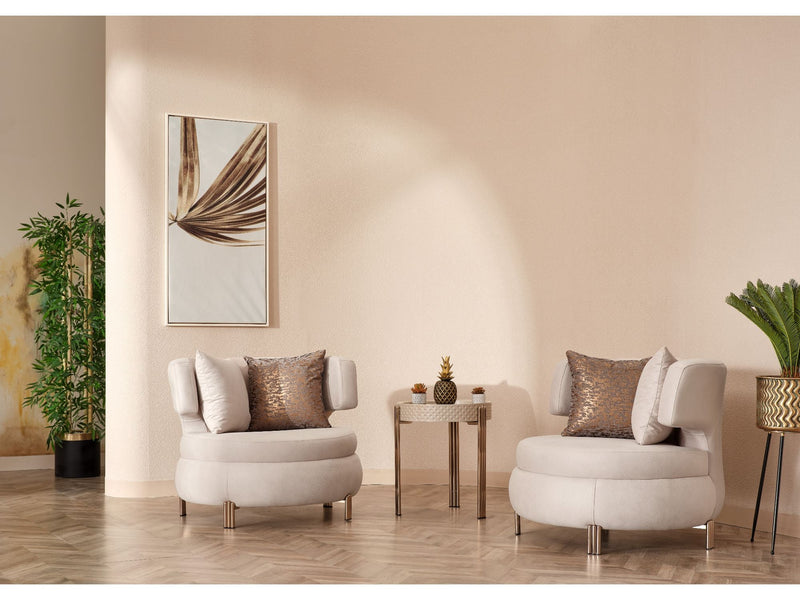 Paris 3-pieces (Sofa & Loveseat & Chair) Livingroom Set Cream in Cream - 101-PAR-ZEG02-321