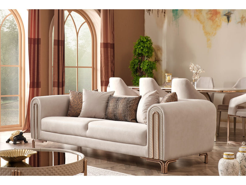 Paris 3-pieces (Sofa & Loveseat & Chair) Livingroom Set Cream in Cream - 101-PAR-ZEG02-321
