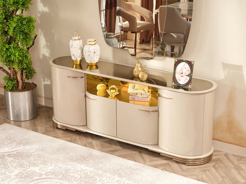 Paris 83" Wide 4 Door Buffet With Mirror - Gate FurnitureBuffets & Sideboards