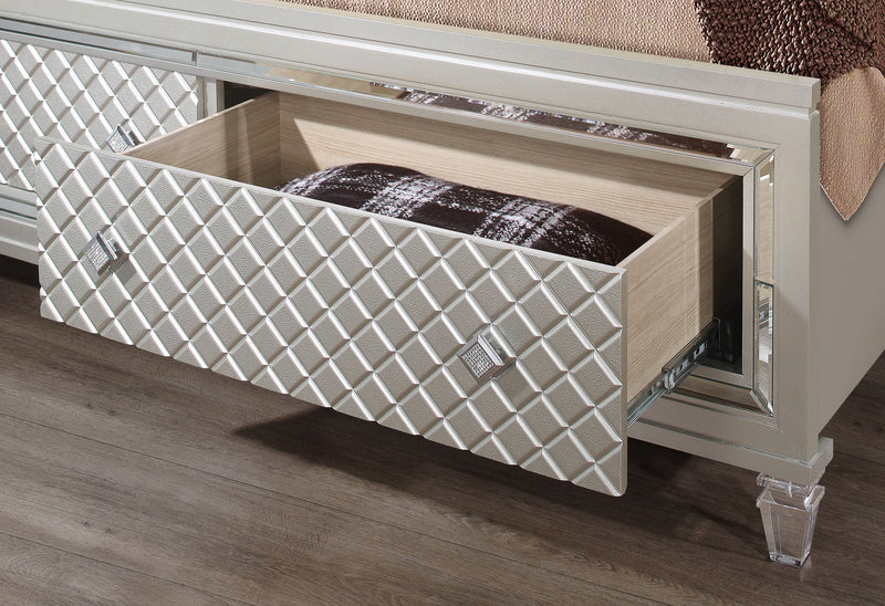 Paris Champagne Queen Bed Group With Led - Gate FurnitureBedroom Set