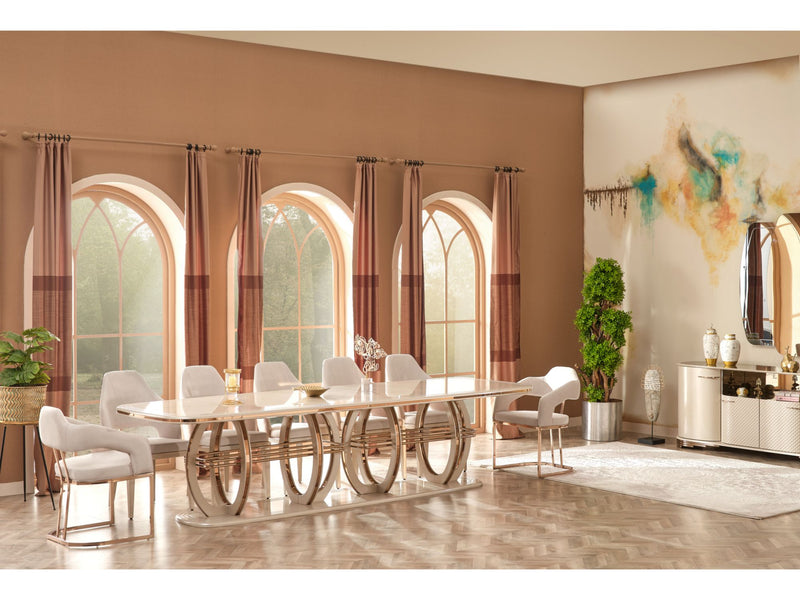 Paris Diningroom (Consol With Mirror & Dining Table & 6 Dining Chair) - 115-PAR-SET