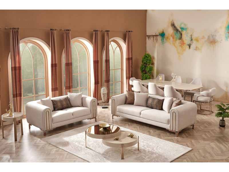 Paris Stationary Loveseat Cream in Cream - 101-PAR-ZEG02-2