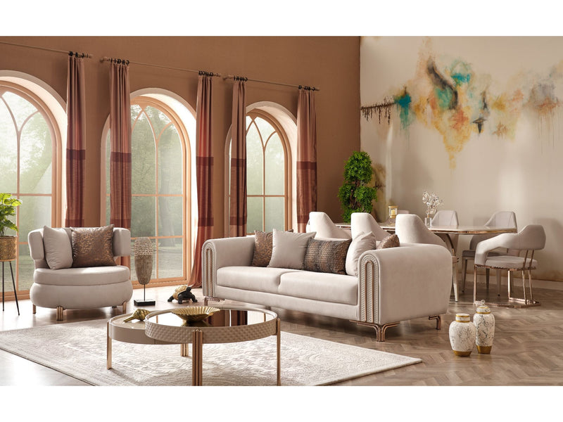 Paris Stationary Sofa Cream in Cream - 101-PAR-ZEG02-3