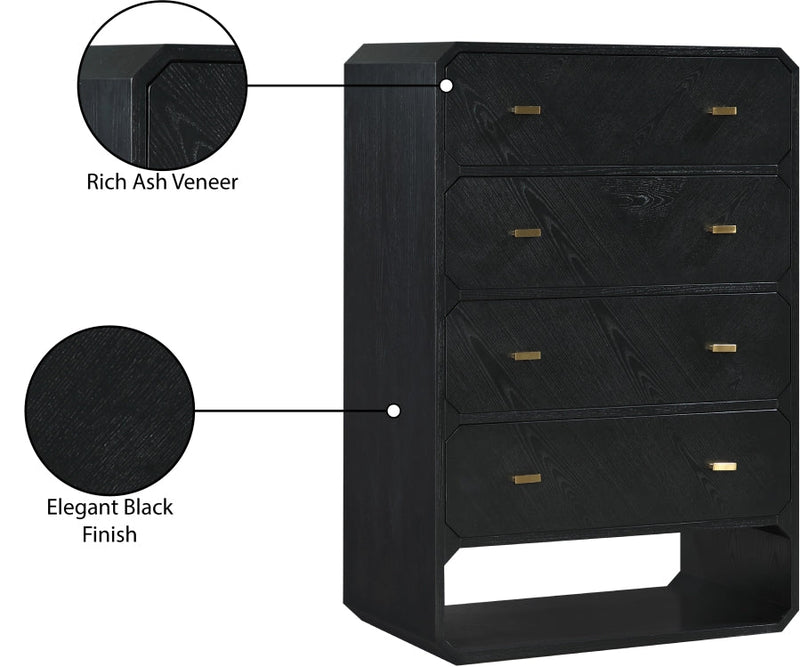 Parker Ash Veneer Chest in Black - 300Black-CH