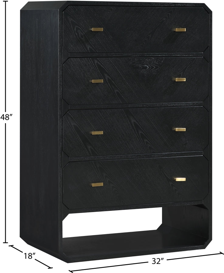 Parker Ash Veneer Chest in Black - 300Black-CH