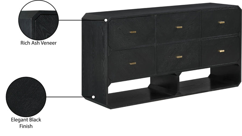 Parker Ash Veneer Dresser in Black - 300Black-D