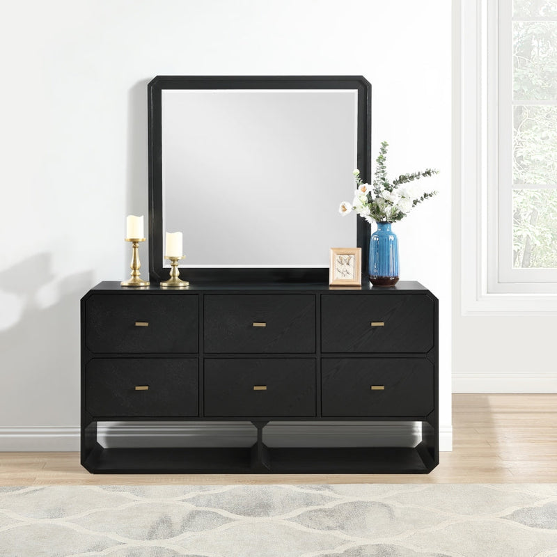 Parker Ash Veneer Framed Mirror in Black - 300Black-M
