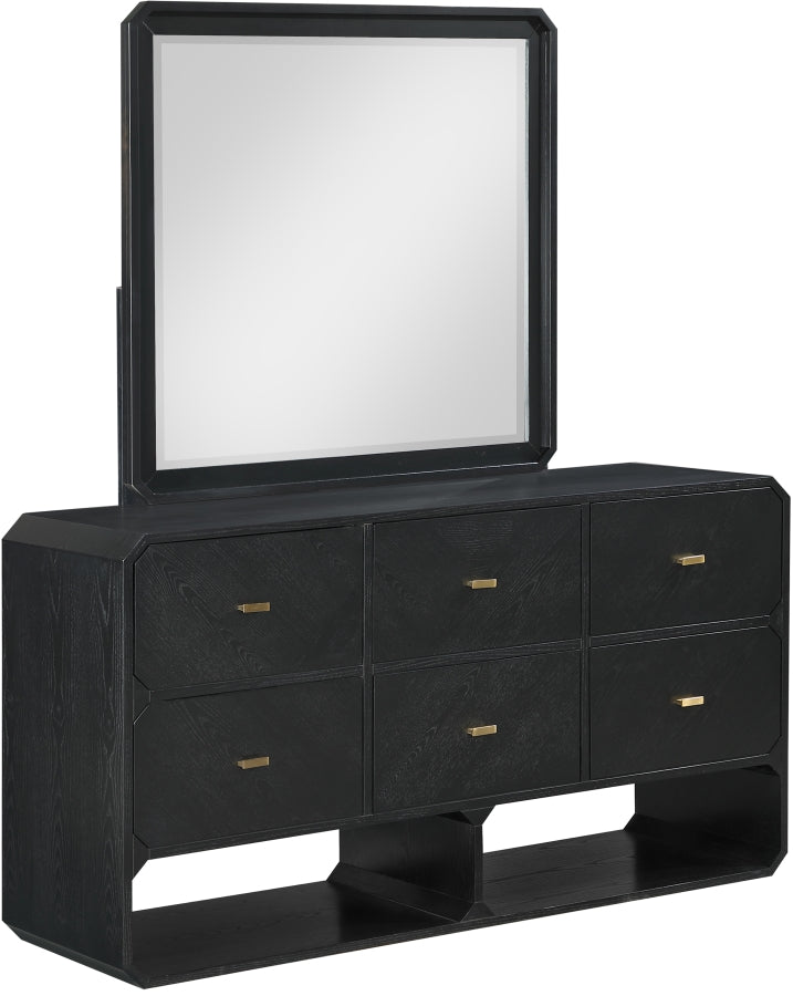 Parker Ash Veneer Framed Mirror in Black - 300Black-M