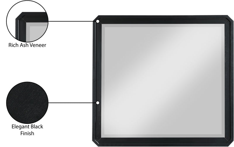 Parker Ash Veneer Framed Mirror in Black - 300Black-M